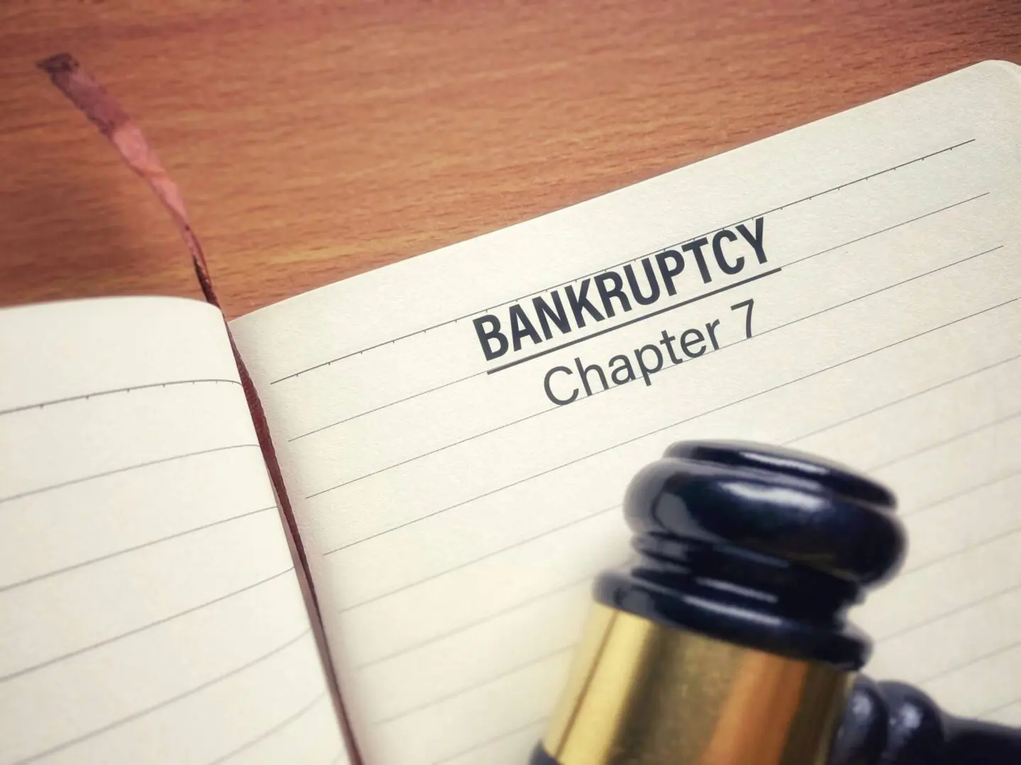 Legal notebook open to bankruptcy chapter