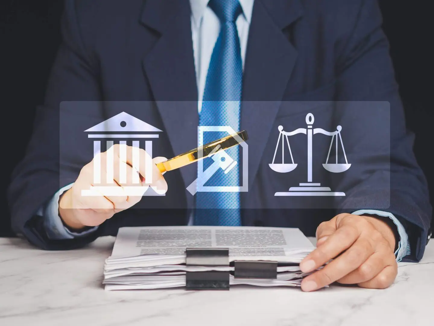 Businessman signing legal documents
